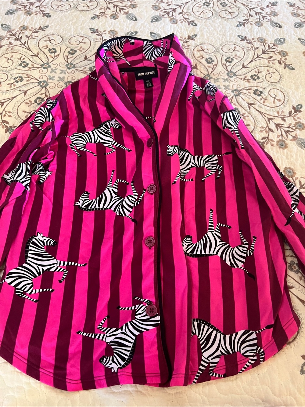 Women's Bright Pink Zebra-Print Pajama Set - Picture 3 of 8